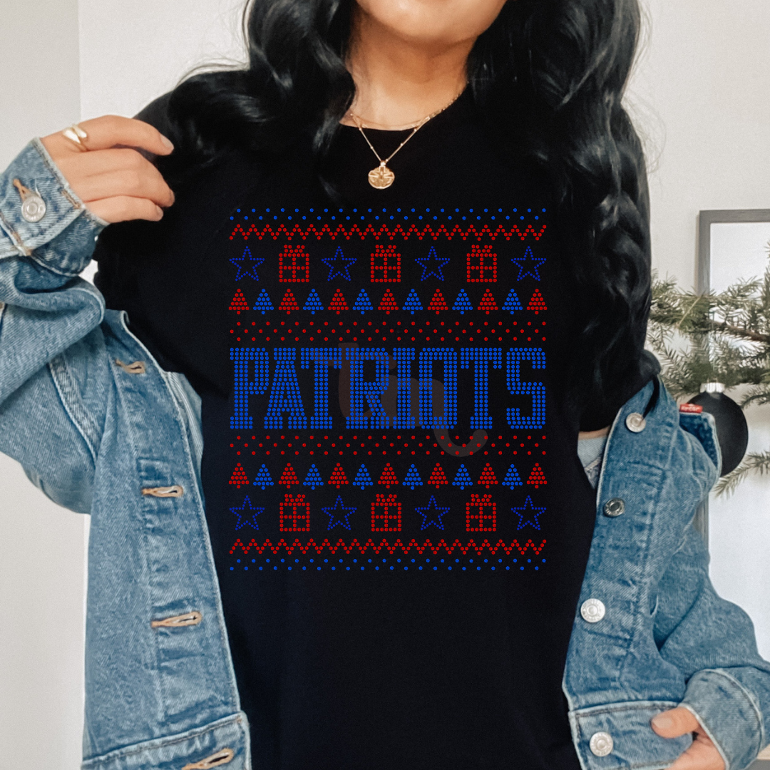 Patriots Christmas Sweater SPANGLES TRANSFER