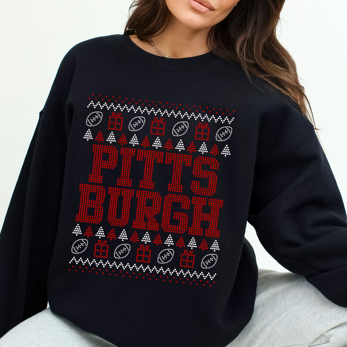 Pittsburgh Christmas Sweater SPANGLES TRANSFER