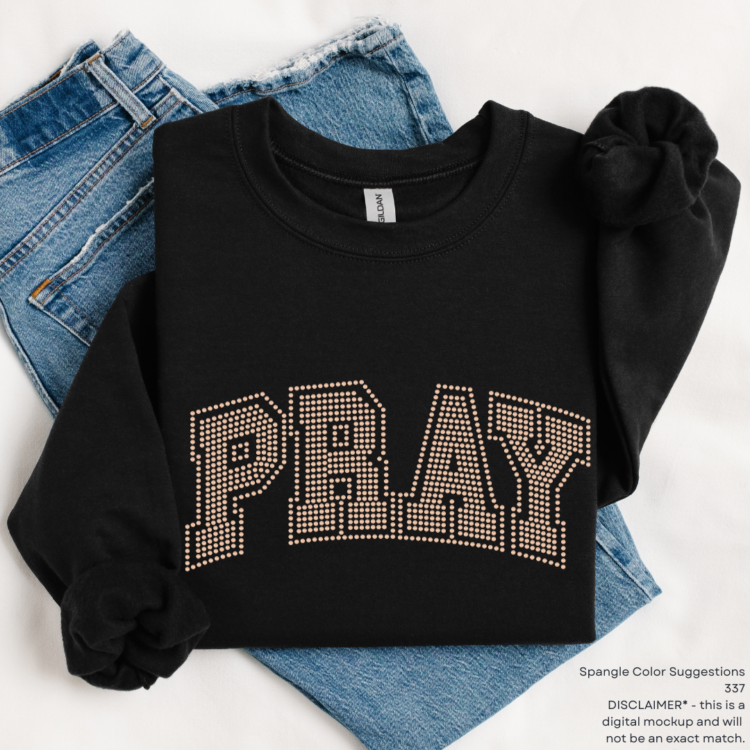 READY TO SHIP // Pray Varsity SPANGLE TRANSFER c. 337