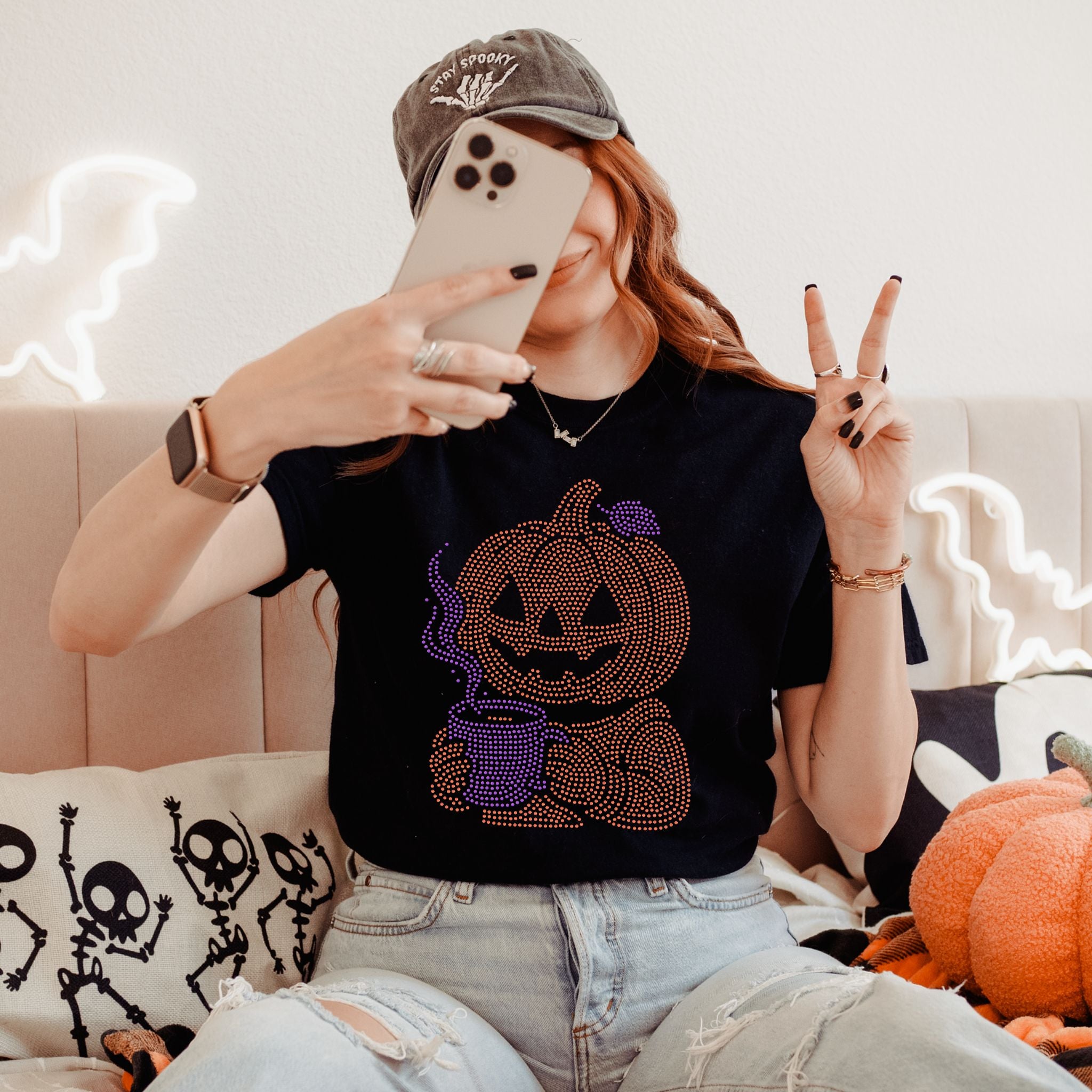READY TO SHIP // Pumpkin Head Drinking SPANGLE TRANSFER c. 2024 + 2004