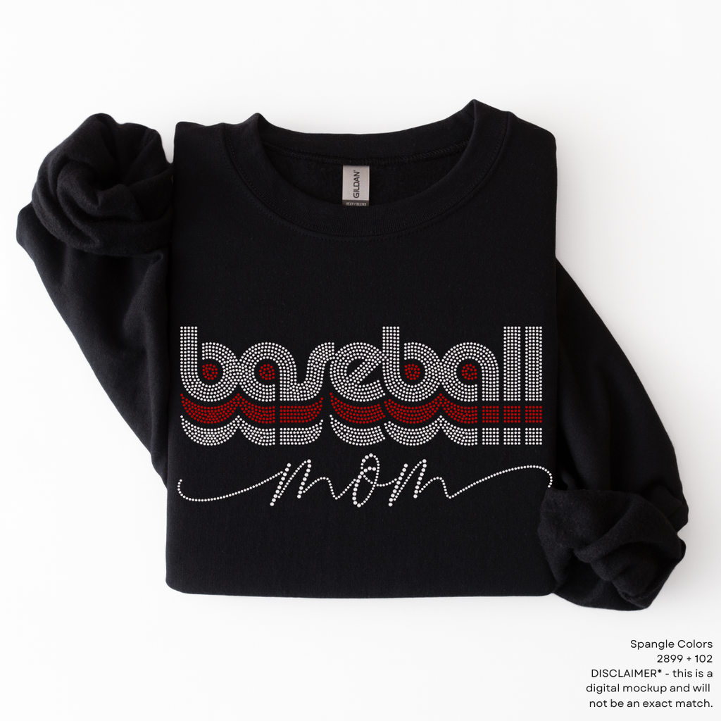 Retro Stacked Baseball Mom SPANGLES TRANSFER