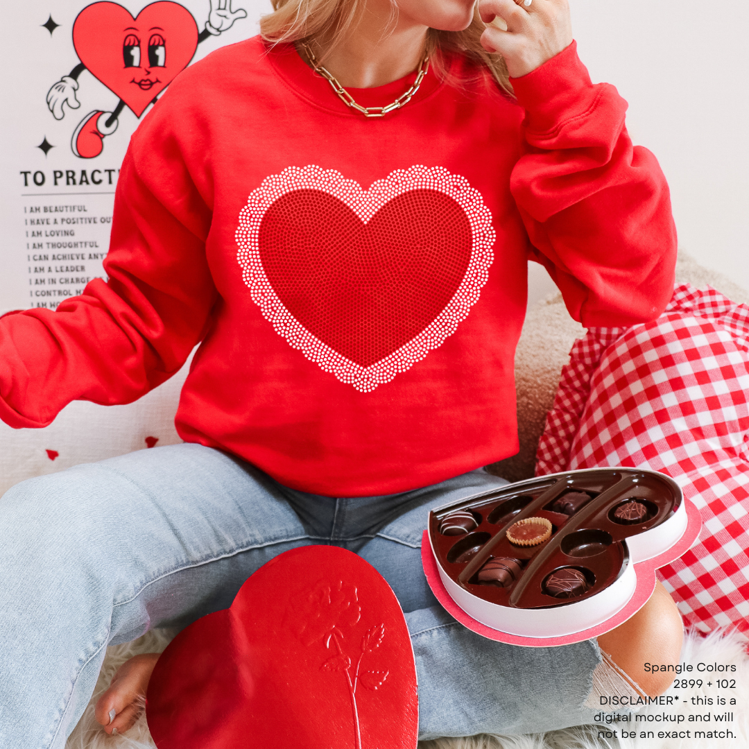 Scalloped Heart SPANGLES TRANSFER