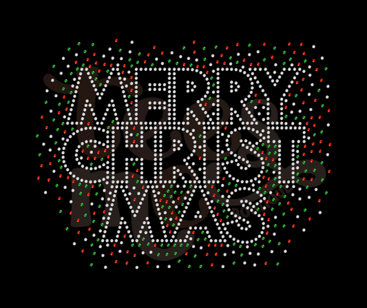 Merry Christmas Scatter 3 Color RHINESTONE TRANSFER