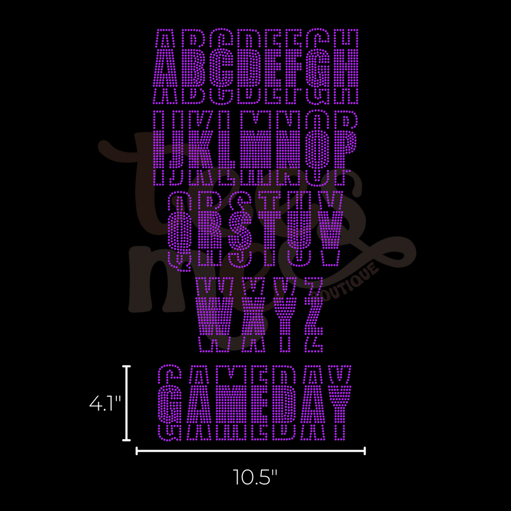 Semi Custom Spangle Transfer - Stacked Outline Varsity Font