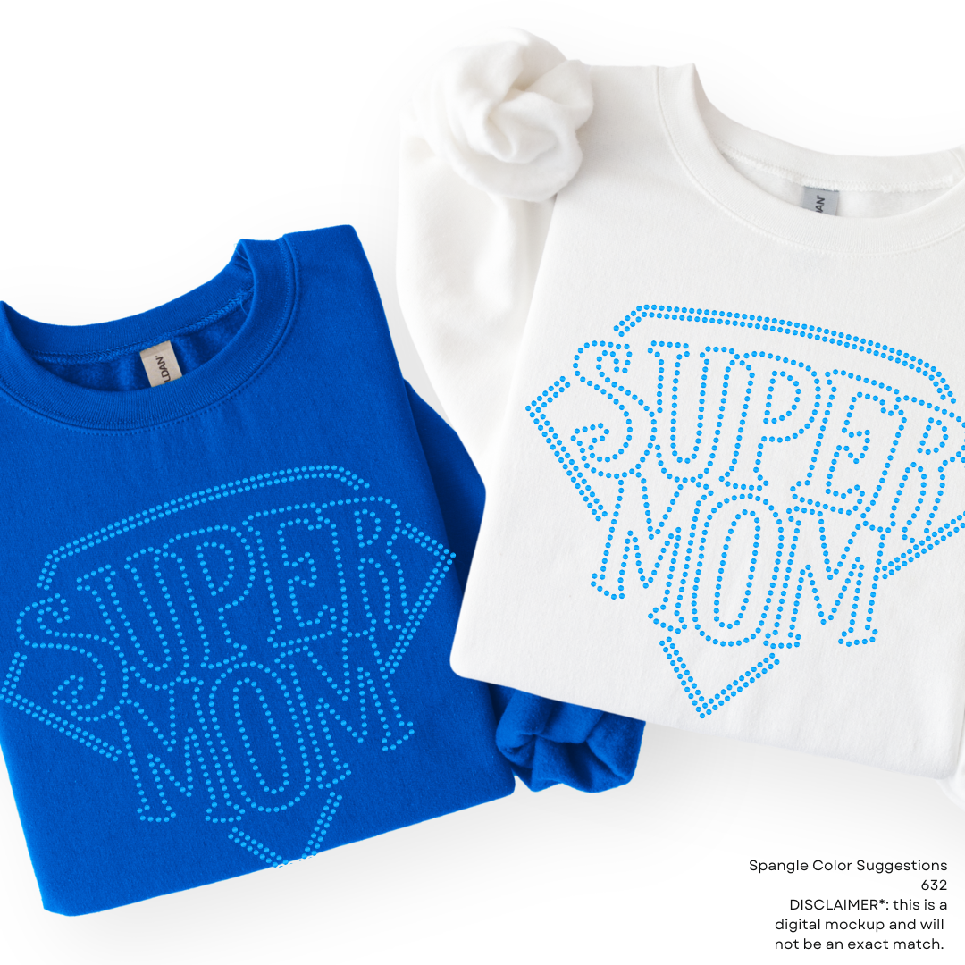 READY TO SHIP // Super Mom Outline SPANGLE TRANSFER c. 632