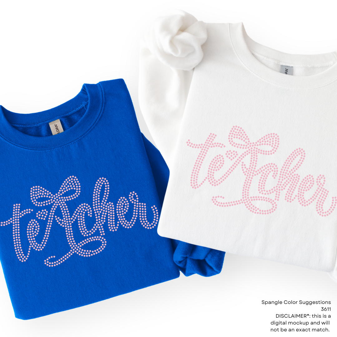 READY TO SHIP // Teacher Lettering Bow SPANGLE TRANSFER c. 3611