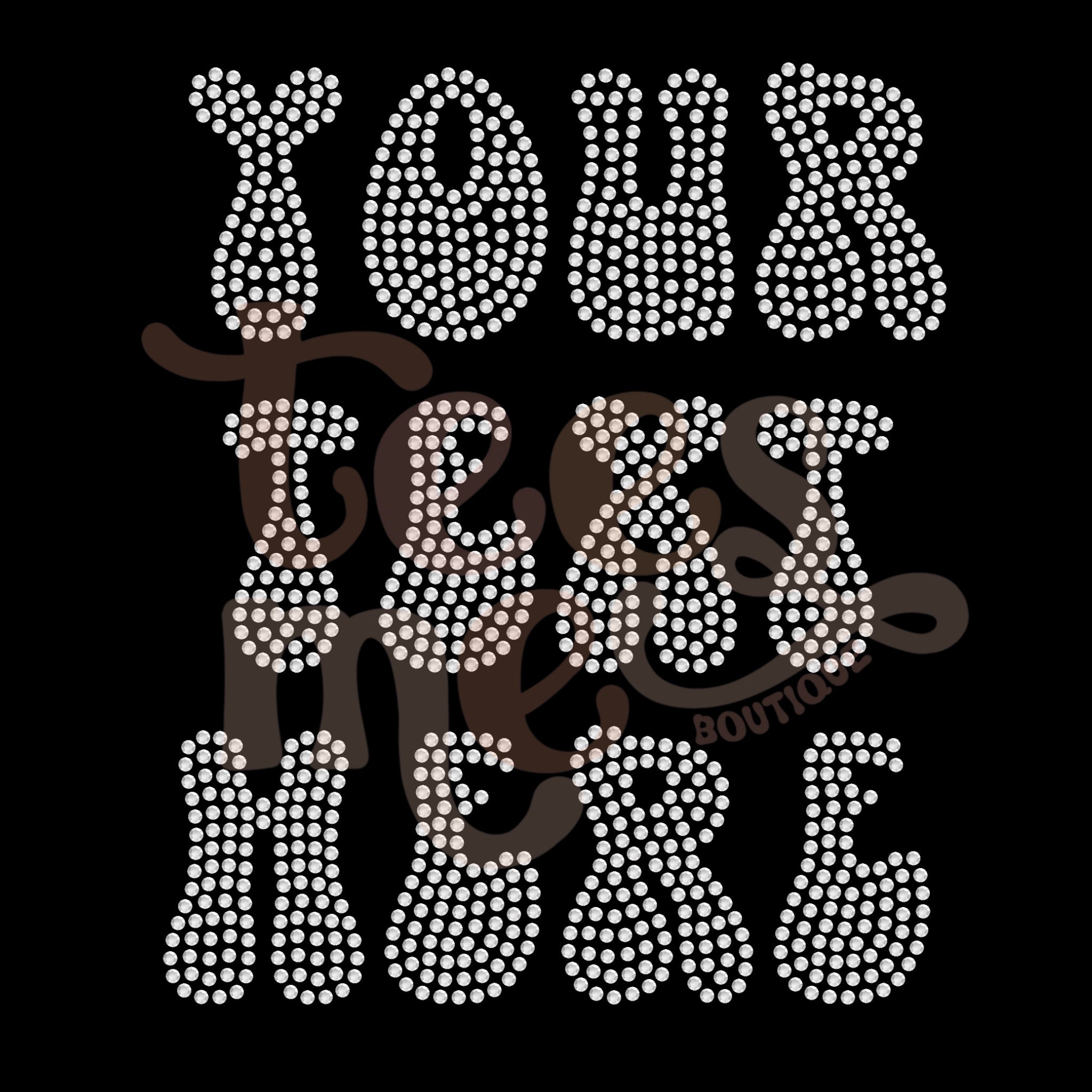 Custom Rhinestone Text CRYSTAL Rhinestone Transfer - Retro Font