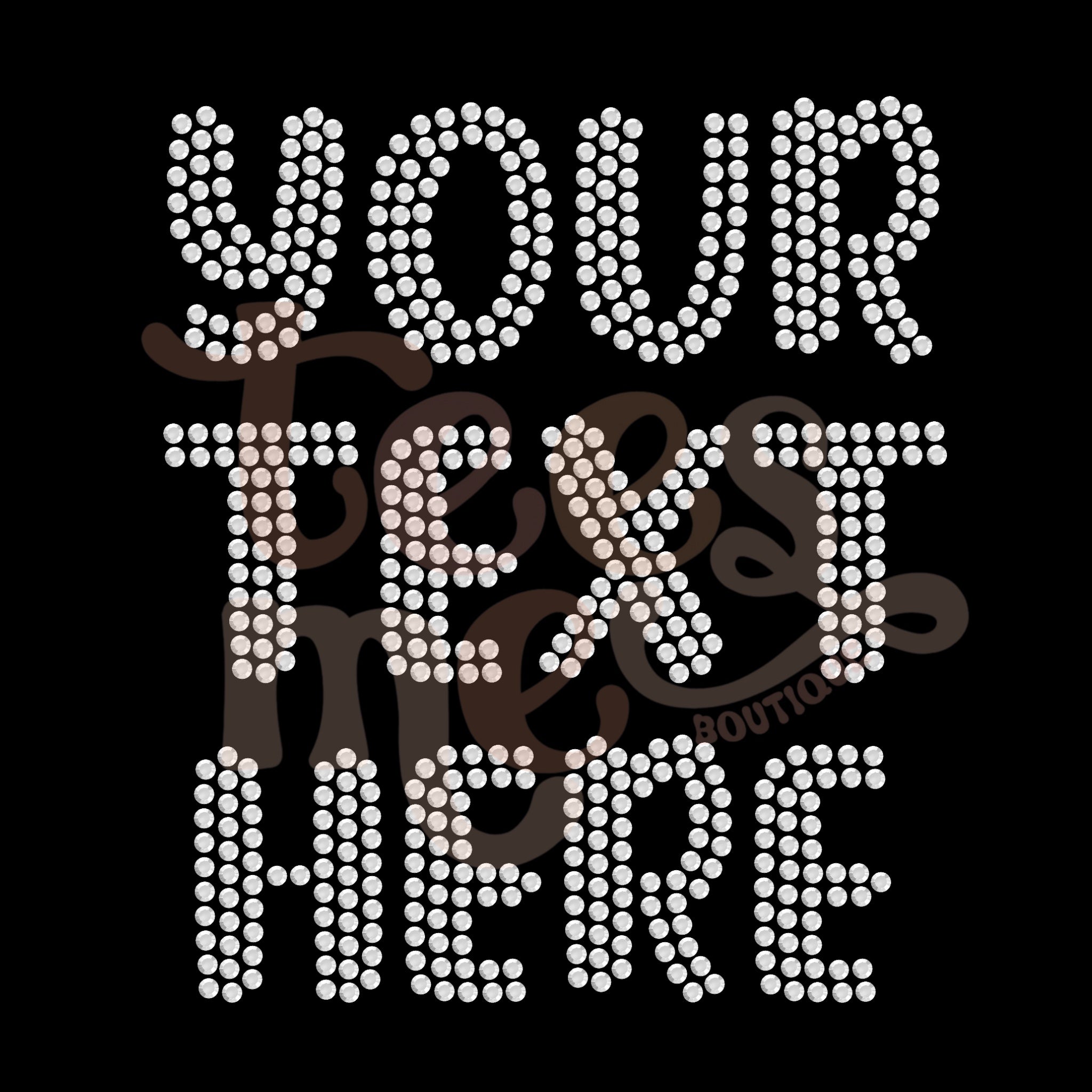 Custom Rhinestone Text CRYSTAL Rhinestone Transfer - Smile Font
