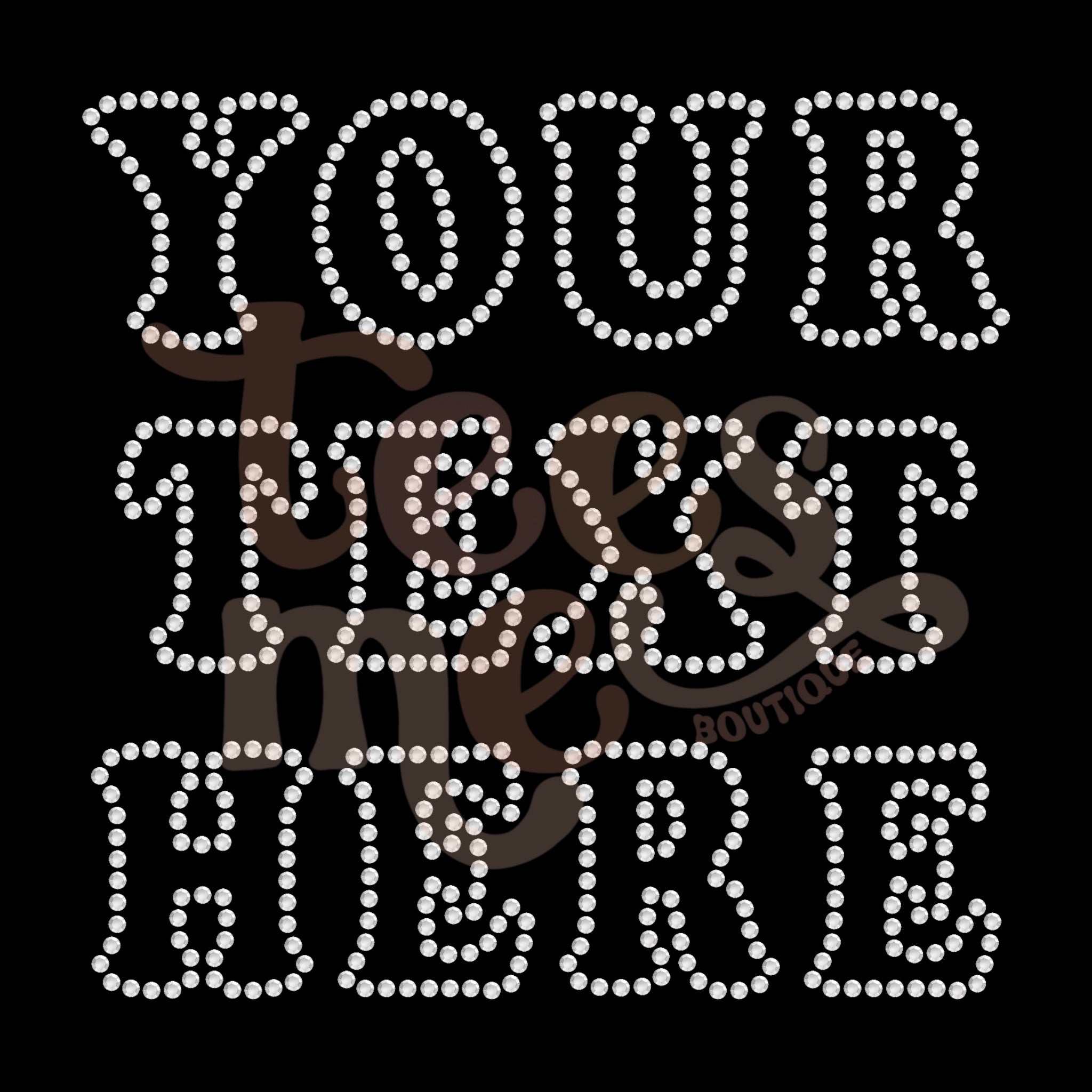 Custom Rhinestone Text CRYSTAL Rhinestone Transfer - SS10 Cheer Font
