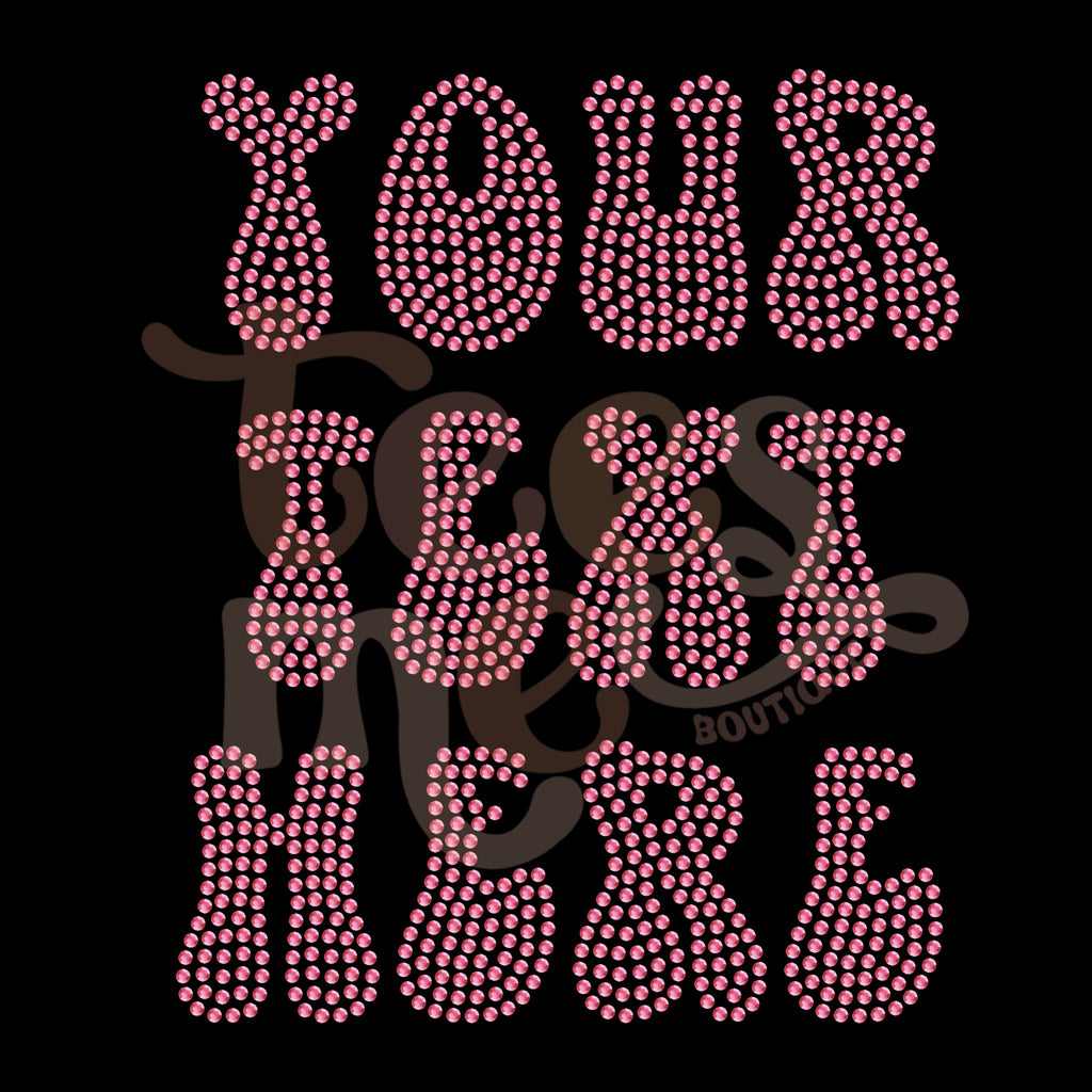 Pink Font Rhinestone Custom Rhinestone Text COLORED Rhinestone Transfer - Retro Font – Tees ...