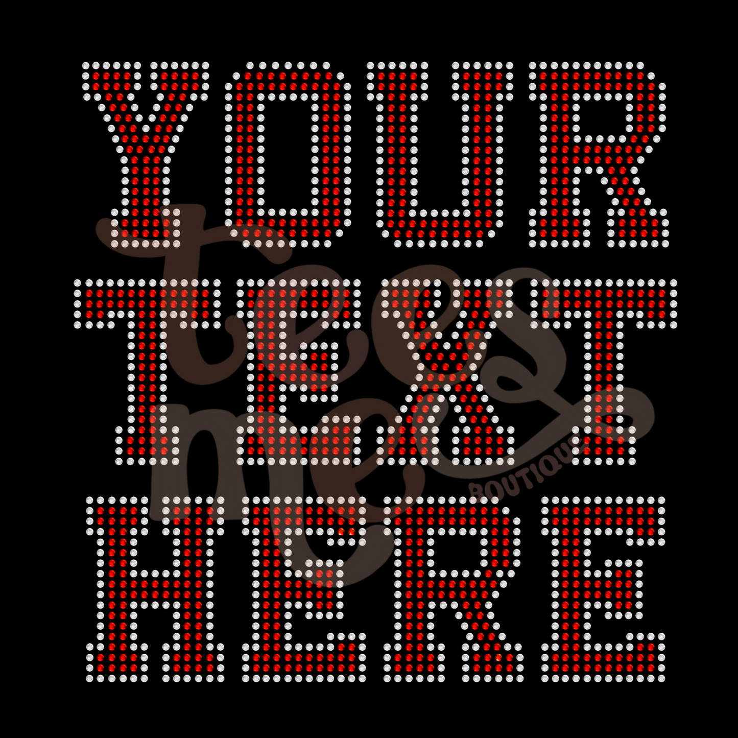 Semi Custom COLORED/CRYSTAL Rhinestone Transfer - College Font - 2 Color Fill