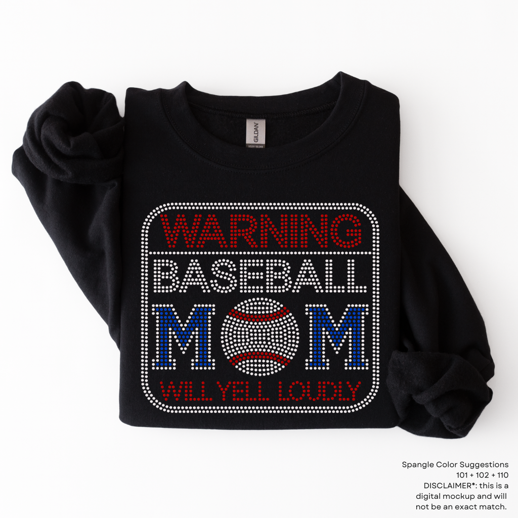 READY TO SHIP // Warning Baseball Mom SPANGLE TRANSFER c. 101 + 102 + 110