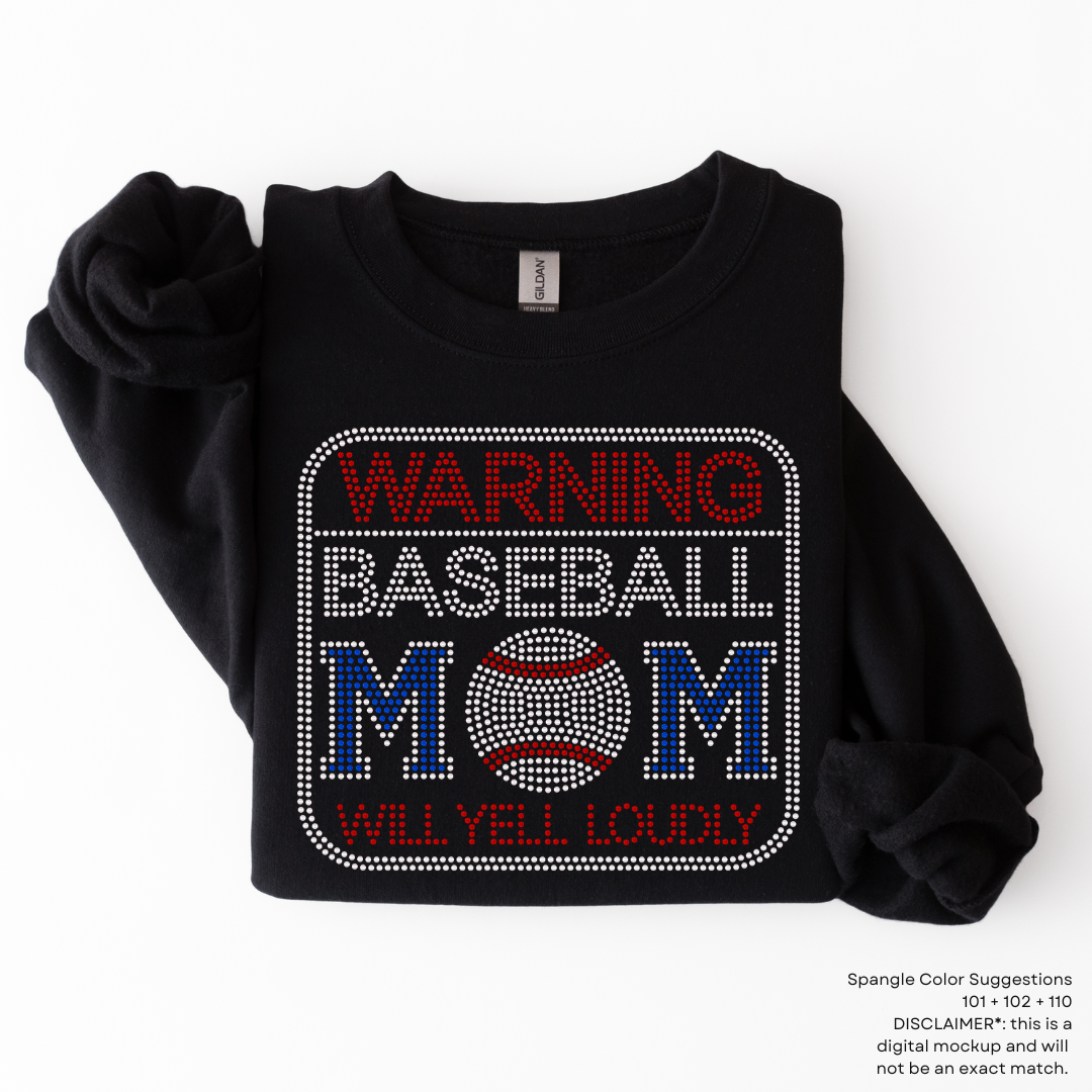 READY TO SHIP // Warning Baseball Mom SPANGLE TRANSFER c. 101 + 102 + 110