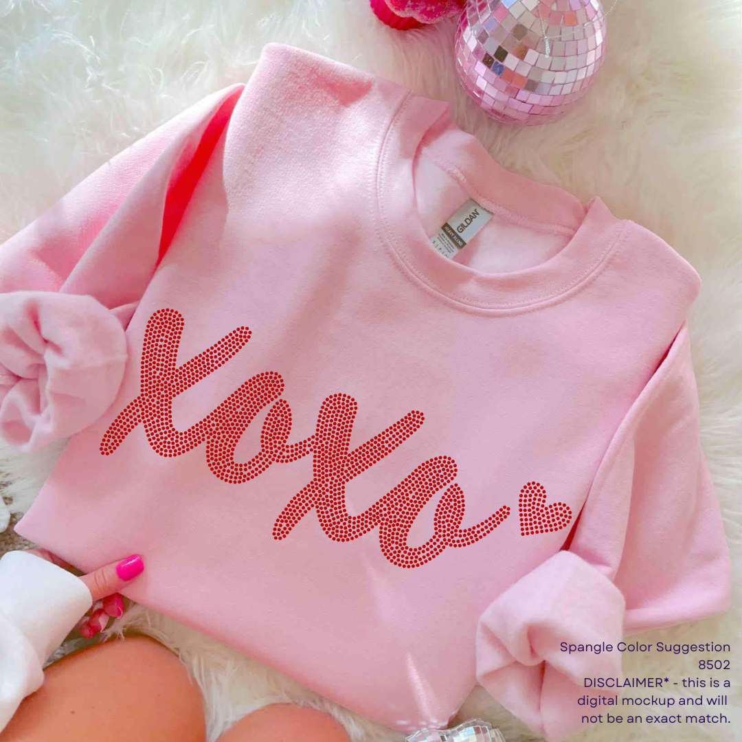 XOXO Script with Heart SPANGLE TRANSFER