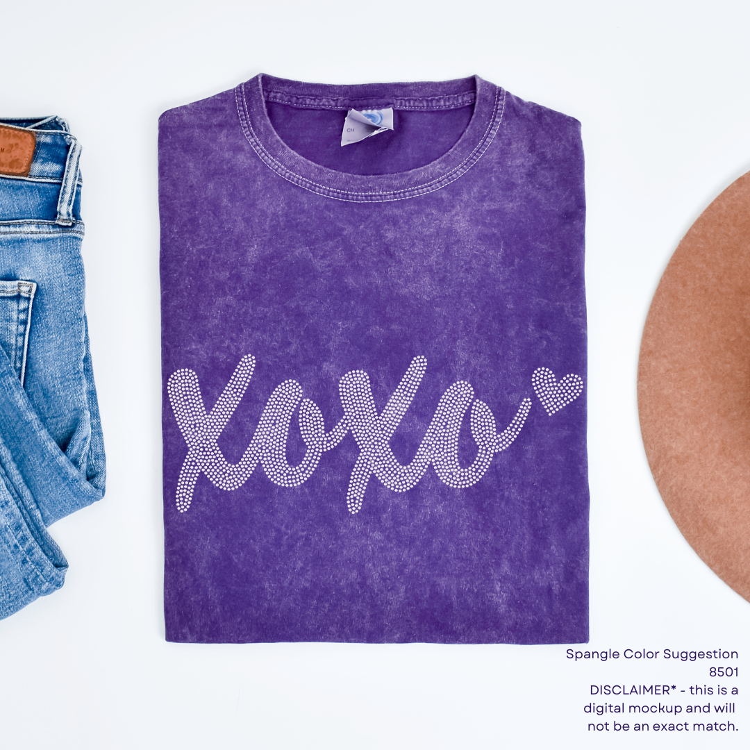 XOXO Script with Heart SPANGLE TRANSFER