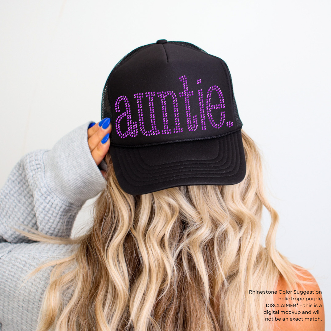 auntie period. SHEET OF FOUR RHINESTONE TRANSFERS