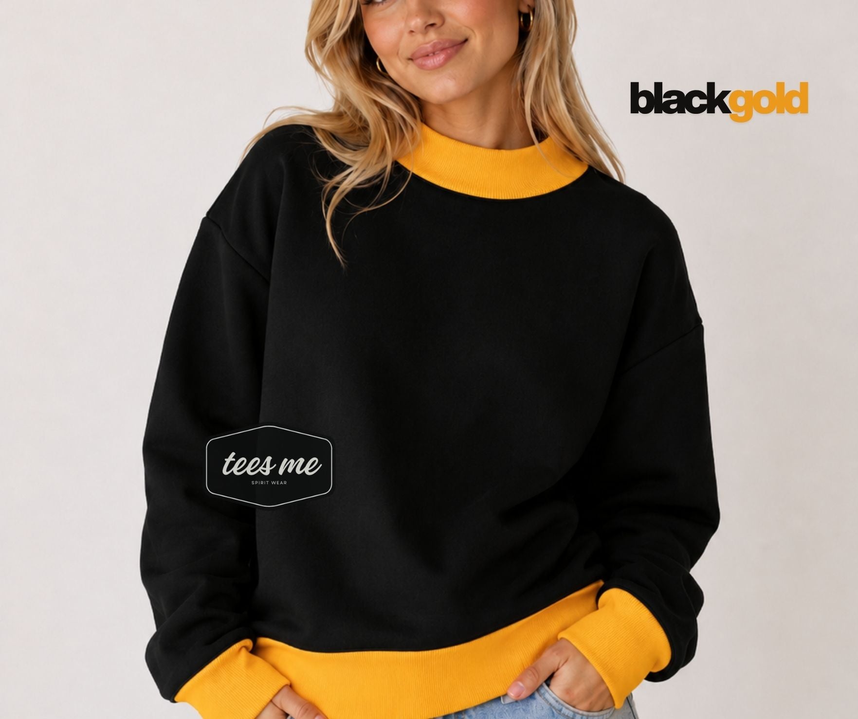 Black + Gold Tees Me Premium Mock Neck Sweatshirt || PREORDER est. ship 8/17