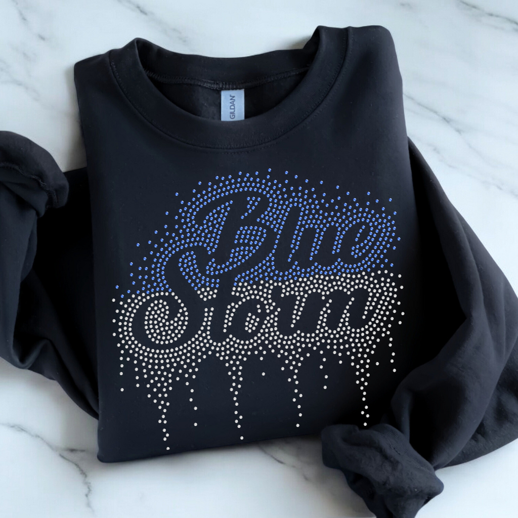 Blue Storm Ombre Drip RHINESTONE TRANSFER