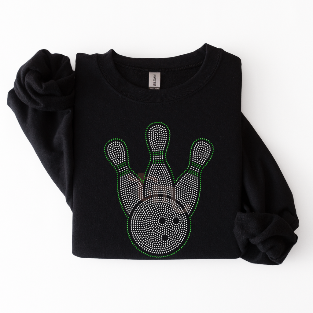 Bowling Ball and Pins RHINESTONE TRANSFER