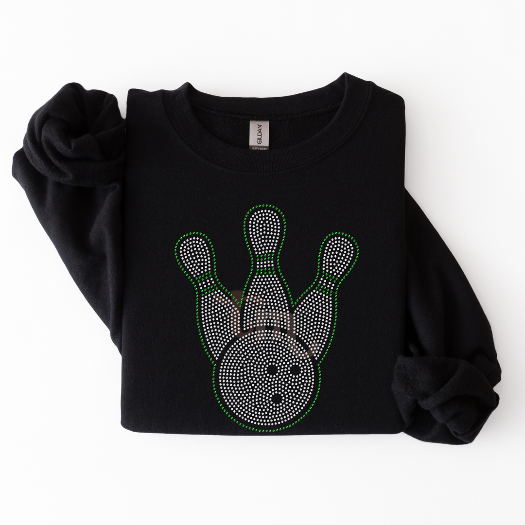 Bowling Ball and Pins RHINESTONE TRANSFER