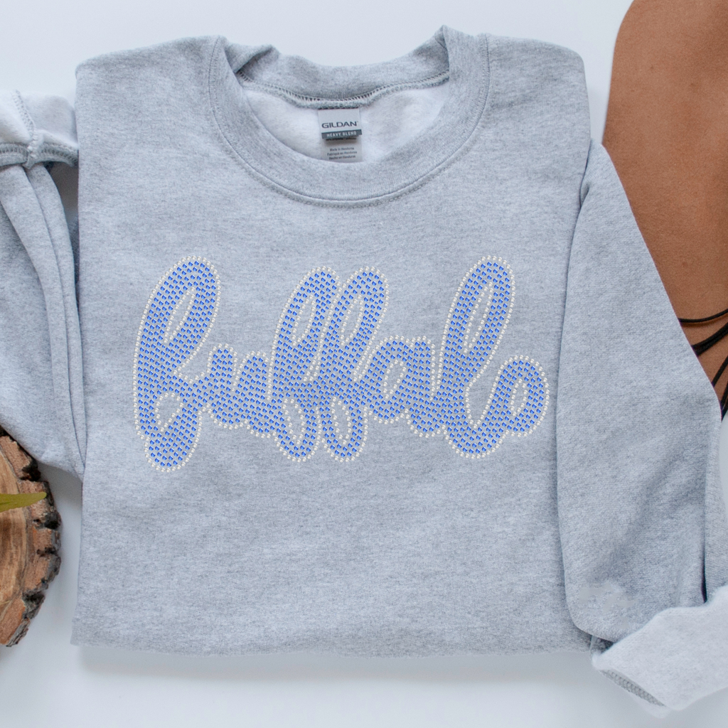 Buffalo Cursive w/ Outline RHINESTONE TRANSFER