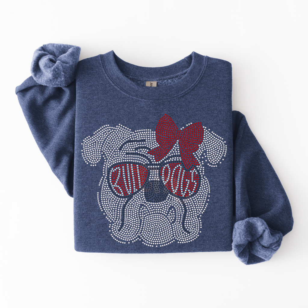 Bulldog with Glasses and Bow SPANGLE TRANSFER