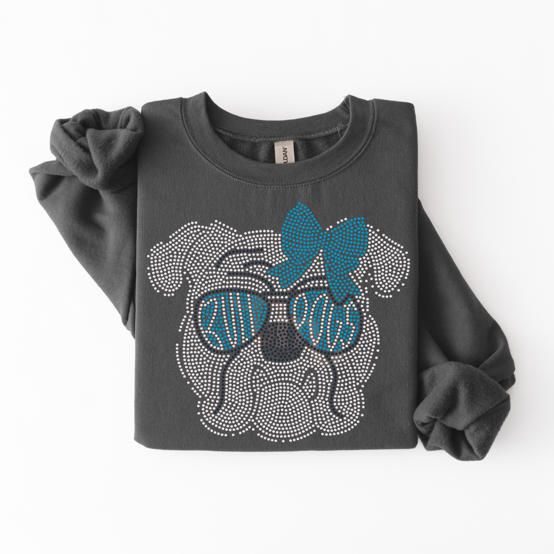 Bulldog with Glasses and Bow SPANGLE TRANSFER