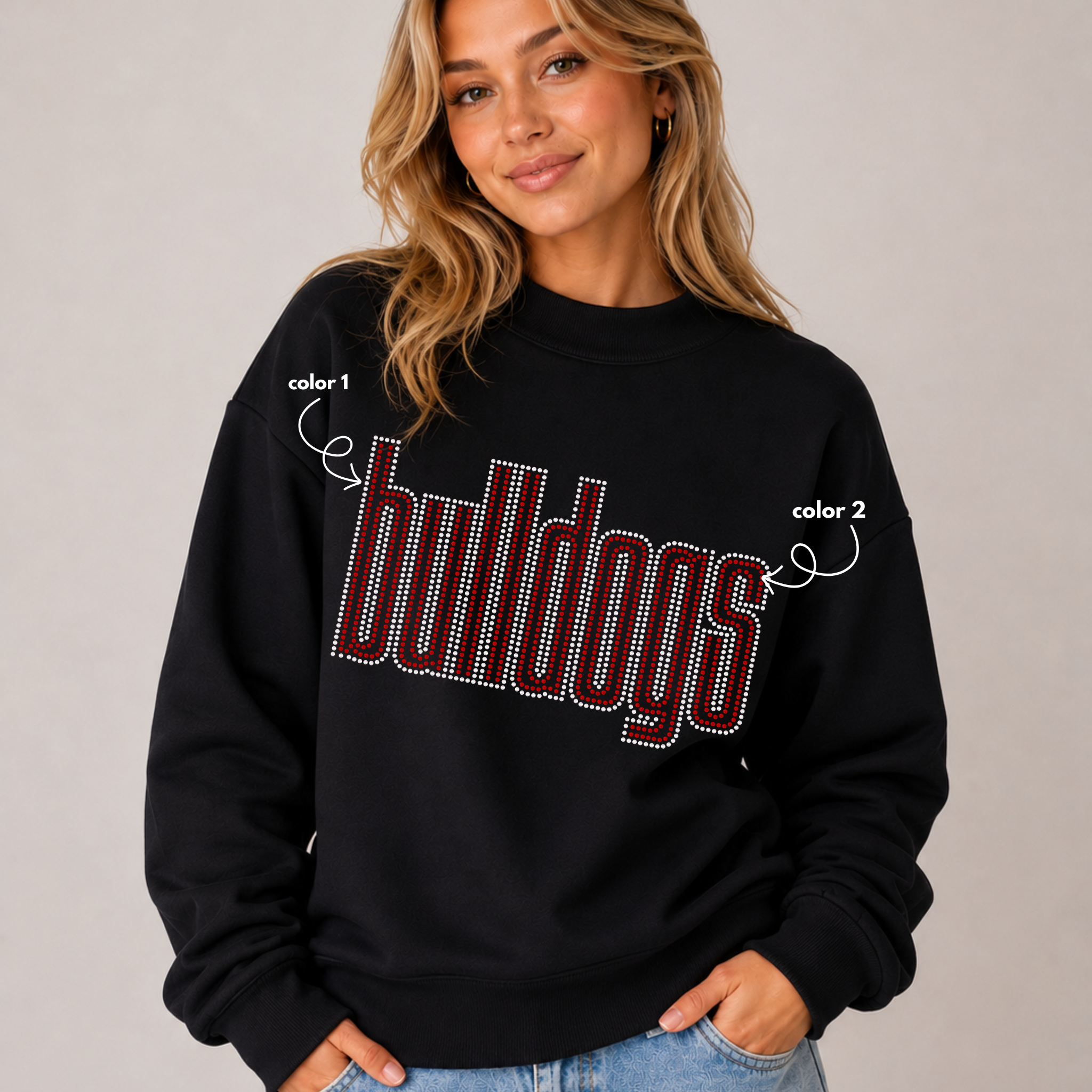 Bulldogs Double Outline SPANGLES TRANSFER