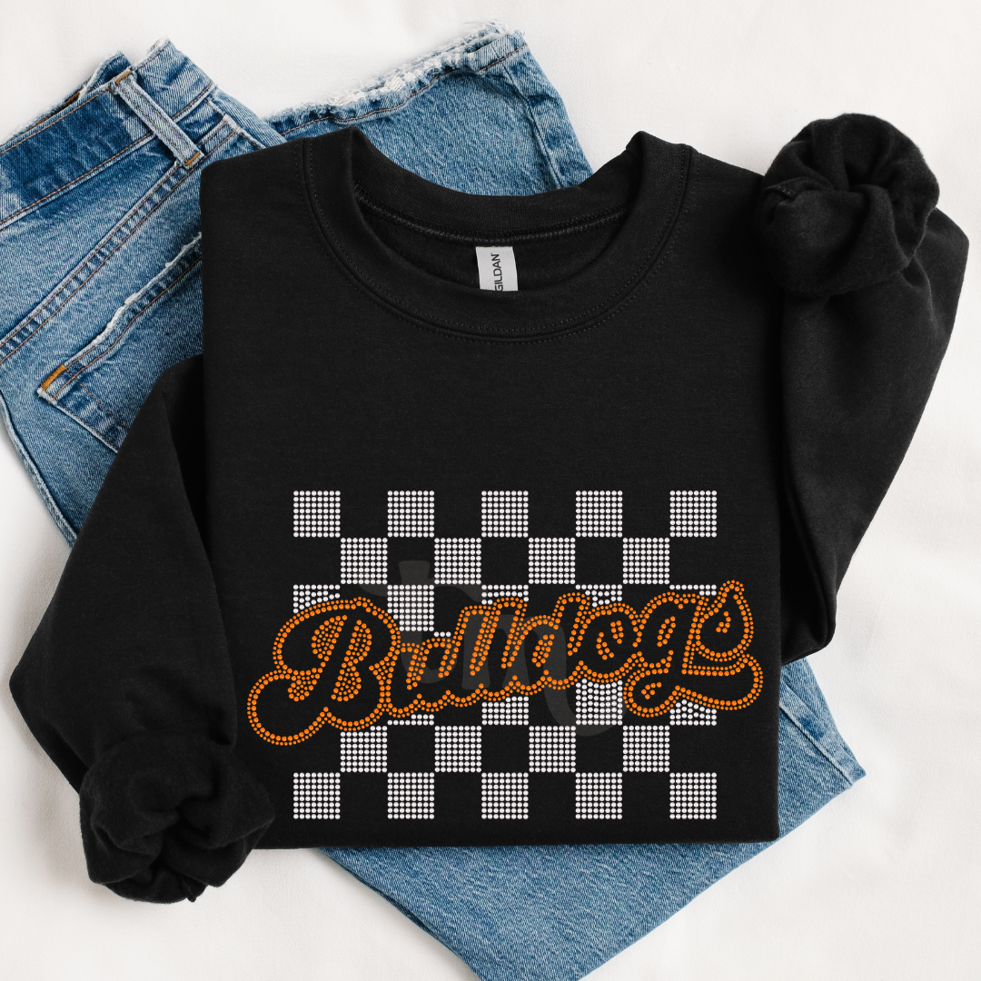 Bulldogs Retro Checkered SPANGLE TRANSFER