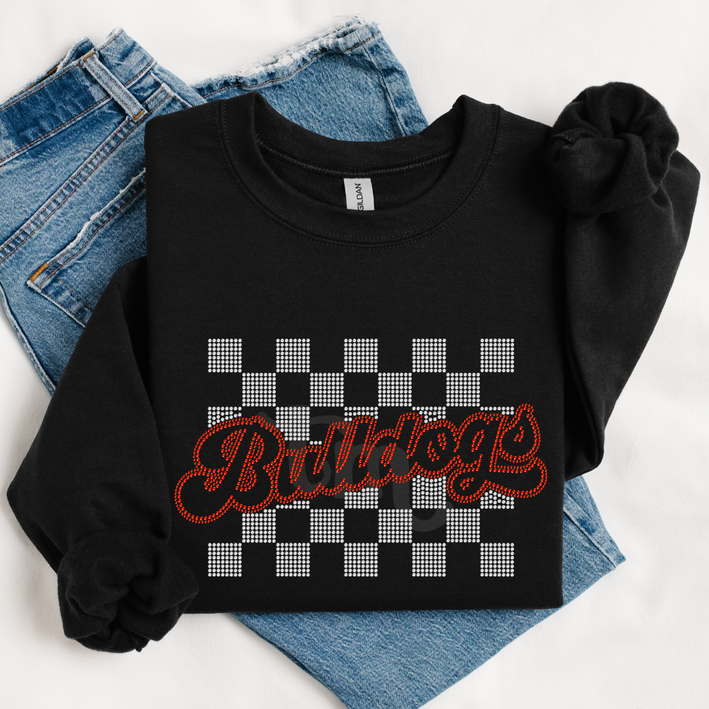 Bulldogs Retro Checkered SPANGLE TRANSFER