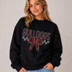 Bulldogs Cheer Bow Checkered SPANGLE TRANSFER