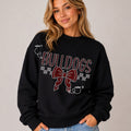 Bulldogs Cheer Bow Checkered SPANGLE TRANSFER