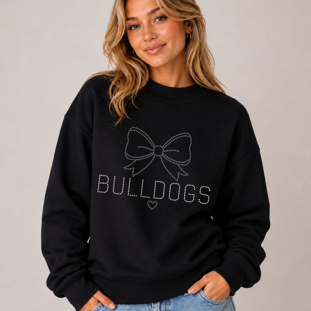 Bulldogs Simple Bow RHINESTONE TRANSFER