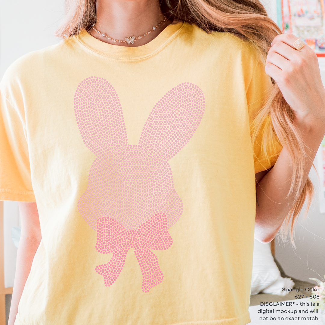 READY TO SHIP // Bunny with Bow SPANGLE TRANSFER c. 627 + 608