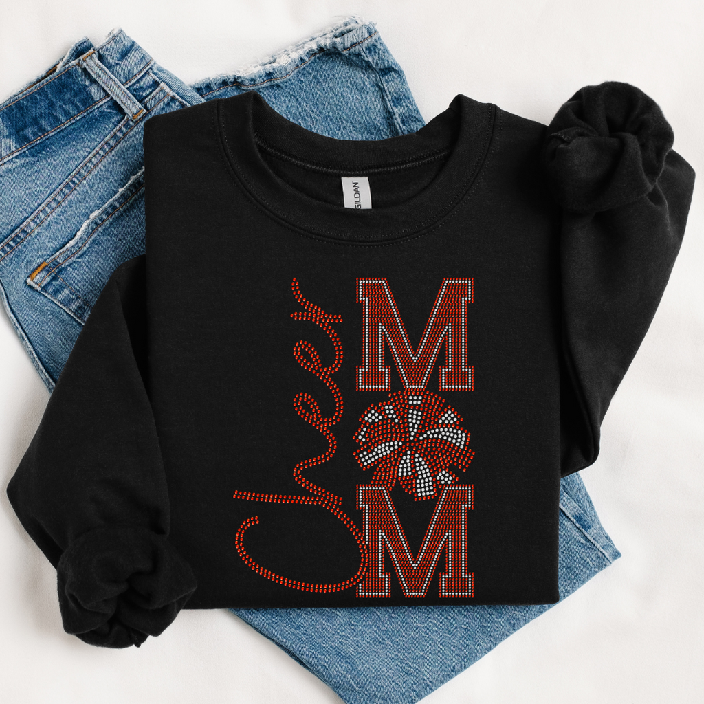 Cheer Mom Pom RHINESTONE TRANSFER