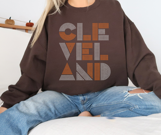 Cleveland Block Lettering RHINESTONE TRANSFER