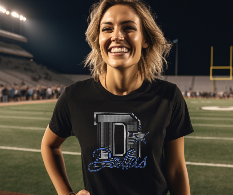 Dallas Rhinestone Dallas D RHINESTONE TRANSFER – Tees Me Boutique