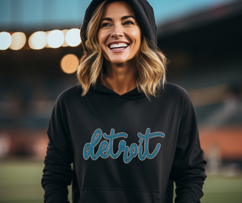 Detroit Cursive Lettering RHINESTONE TRANSFER – Tees Me Boutique