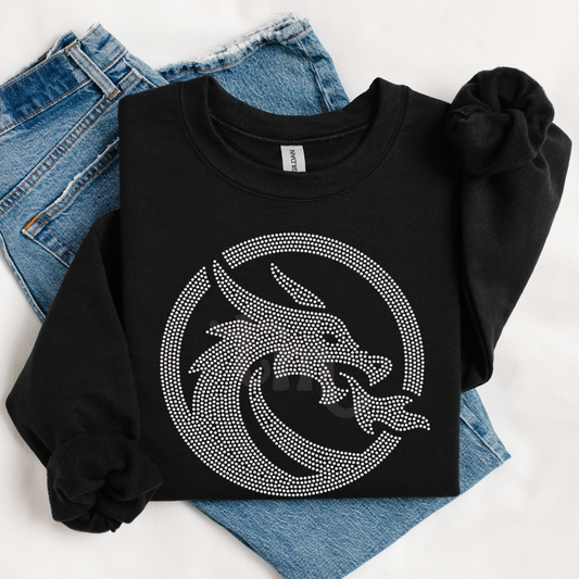 Dragon with Fire Mascot SPANGLES TRANSFER