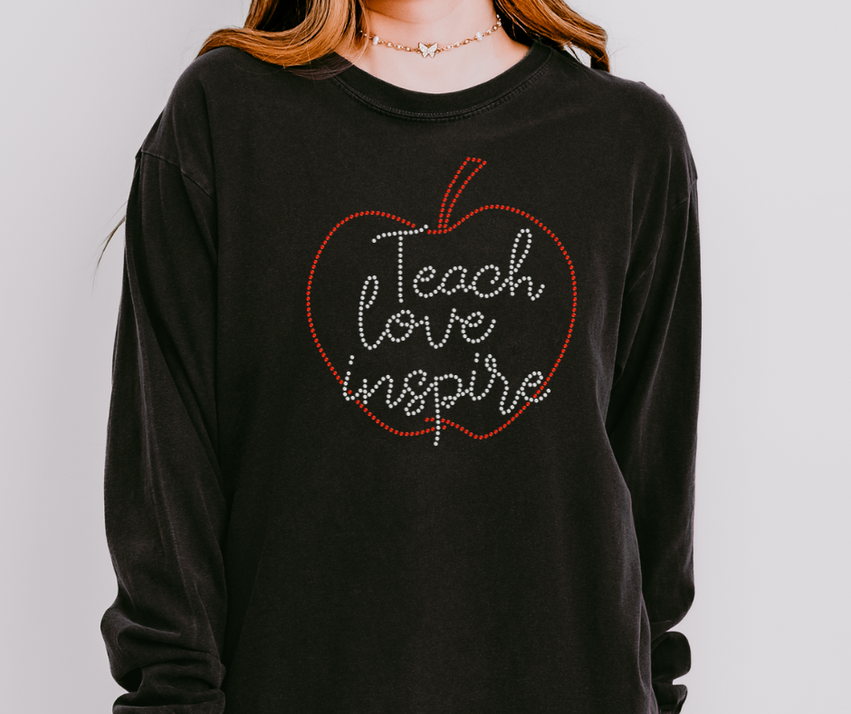 Teach Love Inspire Apple SS16 RHINESTONE TRANSFER