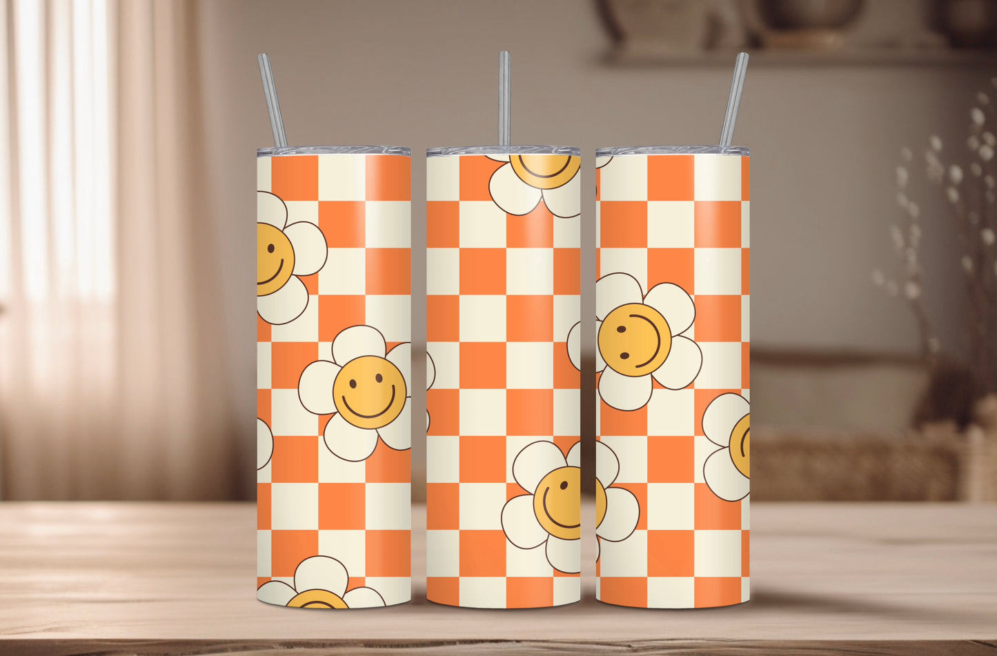 Retro Happy Checkered Daisies