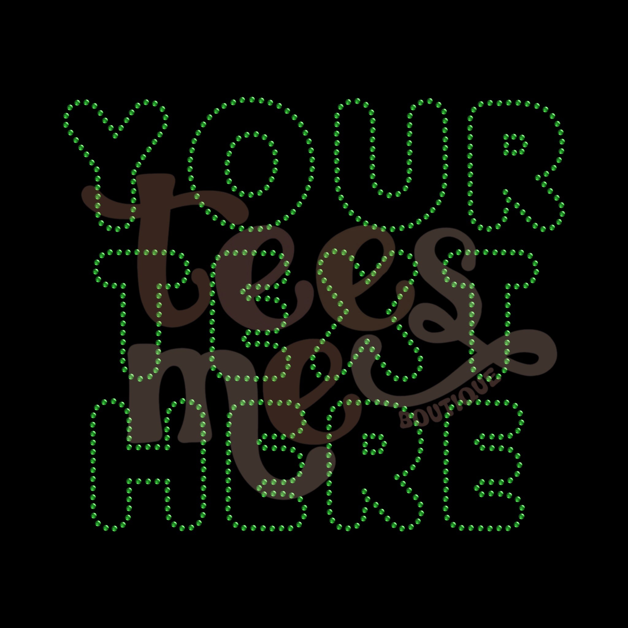 Semi Custom COLORED Rhinestone Transfer - Bubble Outline Font