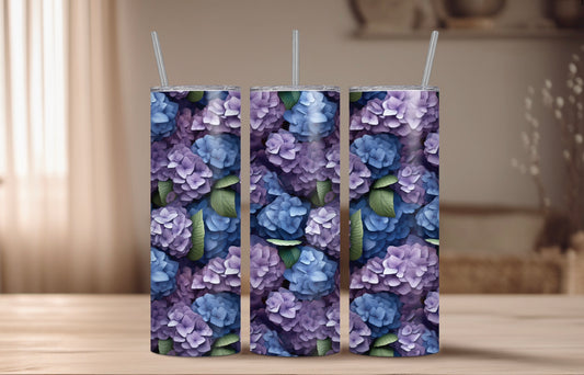 3D Blue and Purple Hydrangeas