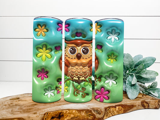 Bubble Puff 3D Owl Daisies