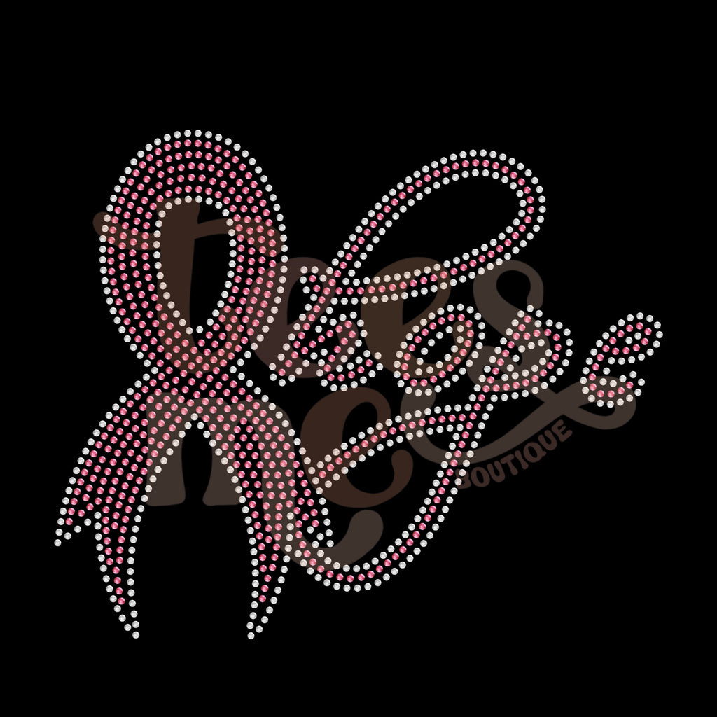 Hope Ribbon Black Hope with Ribbon RHINESTONE TRANSFER – Tees Me Boutique