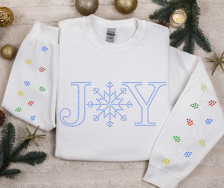 Winter Joy w/ String Light Sleeves RHINESTONE TRANSFER