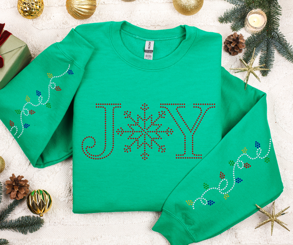 Winter Joy w/ String Light Sleeves RHINESTONE TRANSFER