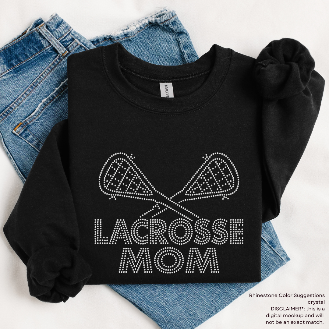 Lacrosse Mom w/ Sticks RHINESTONE TRANSFER