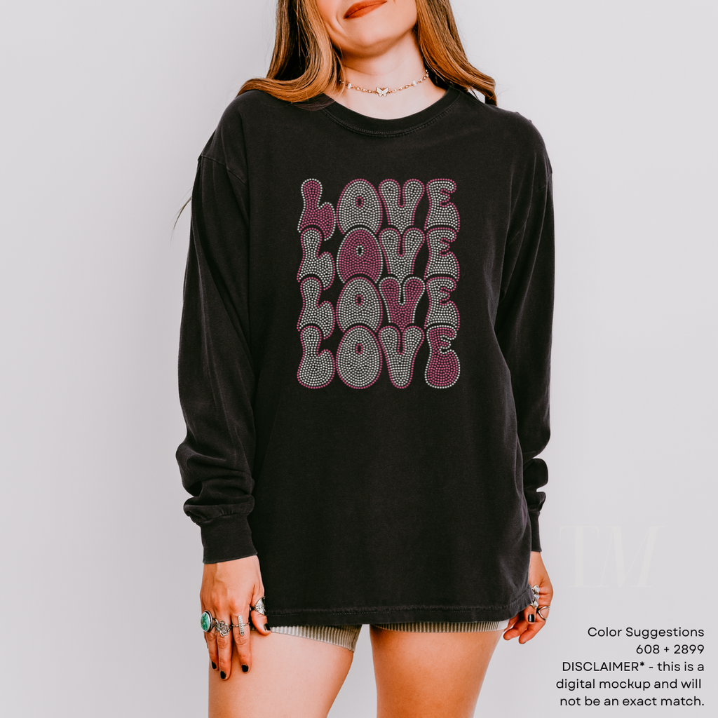 Love Stacked Outline SPANGLES TRANSFER