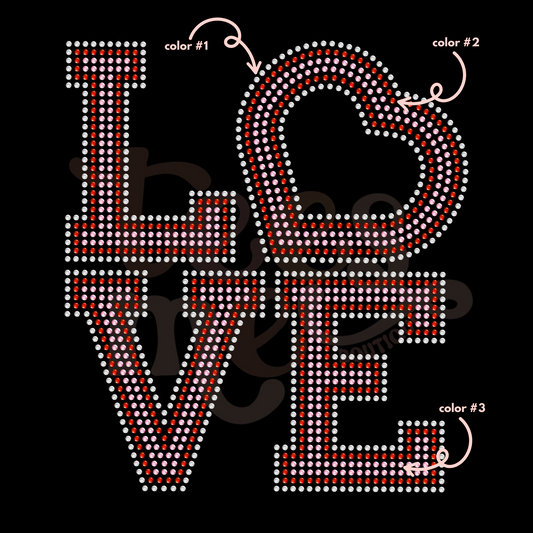 Love Stacked 3 Color SPANGLES TRANSFER